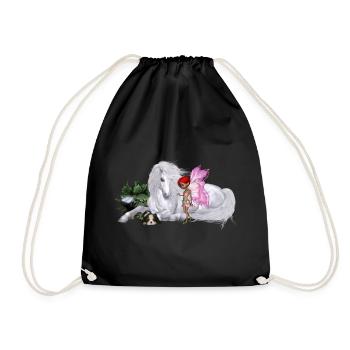 Merveilleuse licorne avec fée - Sac de sport léger - noir - Devant