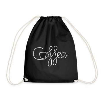 coffee cafe Kaffee Symbol Linien einfach lustig - Turnbeutel - Schwarz - Vorne