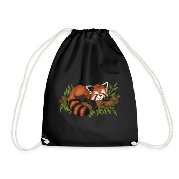 Niedlicher Schlafender Roter Panda Geschenk Schlaf - Turnbeutel - Schwarz - Vorne