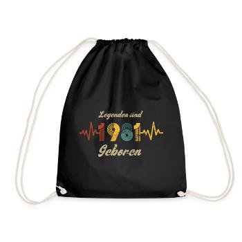 1981 Geburtstag Baujahr Vintage Herzschlag Spruch - Turnbeutel - Schwarz - Vorne