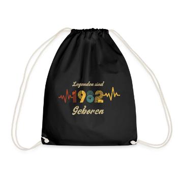 1982 Baujahr Geburtstag Vintage Herzschlag Spruch - Turnbeutel - Schwarz - Vorne