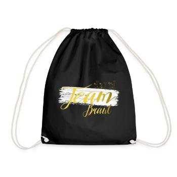 Team Braut JGA Gold Cocktail Design - Turnbeutel - Schwarz - Vorne