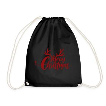 Joyeux Noël - Lettrage avec bois de cerf - Sac de sport léger - noir - Devant