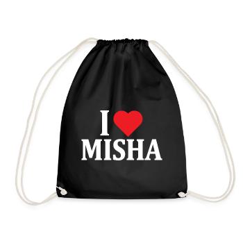 I Love Misha T-Shirt T-Shirt Geschenkidee - Turnbeutel - Schwarz - Vorne