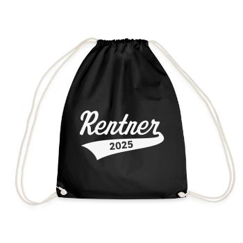 Rentner 2025 (Rente / Ruhestand / White) - Turnbeutel - Schwarz - Vorne