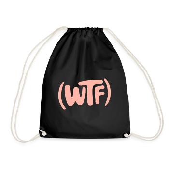Cooles WTF-Design mit lustiger Typografie - Turnbeutel - Schwarz - Vorne