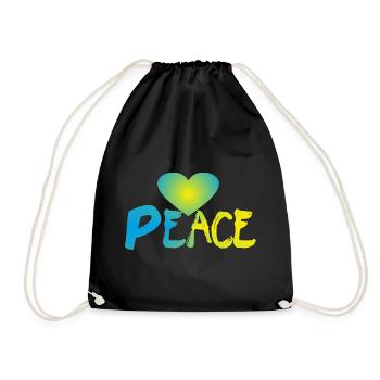 Peace Heart Peace Peace Sign - Drawstring Bag - black - Front