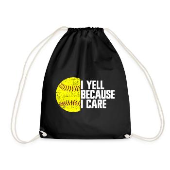 I scream because it is important to me, softball parents - Drawstring Bag - black - Front