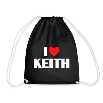 I love Keith Red Heart Romantic Name Fan - Drawstring Bag - black - Front
