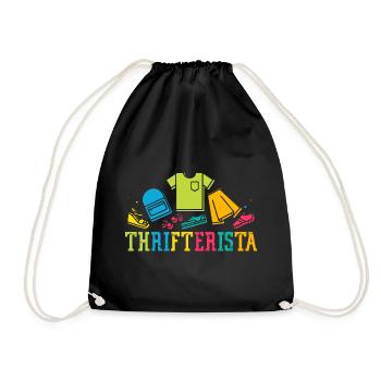 Thrift Shopper Thrifterista Thrift Store - Drawstring Bag - black - Front