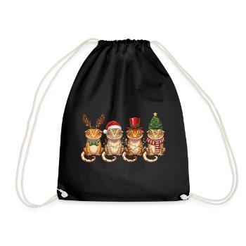Kronengecko Weihnachtsmann Weihnachtsbeleuchtung - Turnbeutel - Schwarz - Vorne