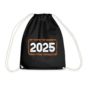 2025 Jahr - Turnbeutel - Schwarz - Vorne
