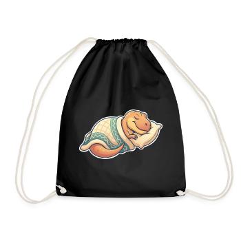Sleeping Dinosaur - Drawstring Bag - black - Front