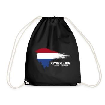 Netherlands Pride Brush Flag - Drawstring Bag - black - Front