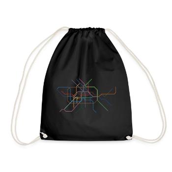 Dessin au trait de section minutine abstraite - Sac de sport léger - noir - Devant