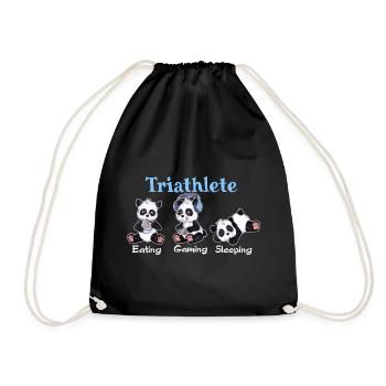 Triathlete Eating Gaming Sleeping - Cute Panda - Turnbeutel - Schwarz - Vorne