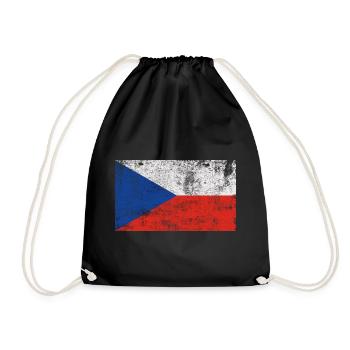 Flag Czech Republic Flag Grunge Retro Vintage - Drawstring Bag - black - Front