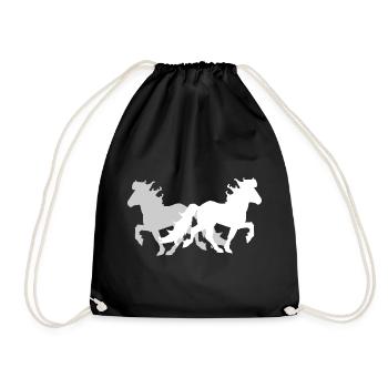 2 Chevaux Islandais Elégant Tölt Dames Filles Enfants - Sac de sport léger - noir - Devant