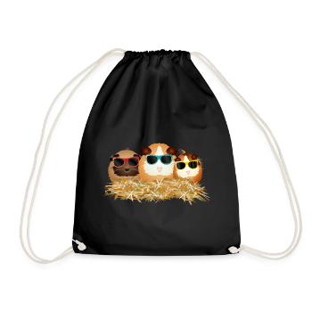 coole Meerschweinchen Gruppe mit Sonnenbrillen - Turnbeutel - Schwarz - Vorne