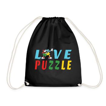Love Puzzle - Drawstring Bag - black - Front