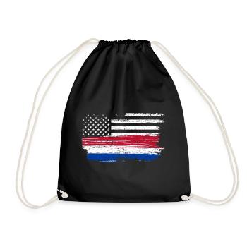 Grunge Flagge Pinselstrich Americana - Turnbeutel - Schwarz - Vorne