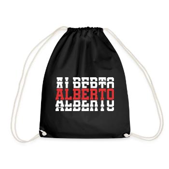 Alberto T-Shirt T-Shirt Geschenkidee gestapelter Text - Turnbeutel - Schwarz - Vorne