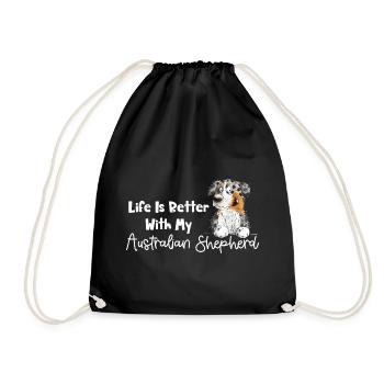 Funny Australian Shepherd Blue Merle - Drawstring Bag - black - Front