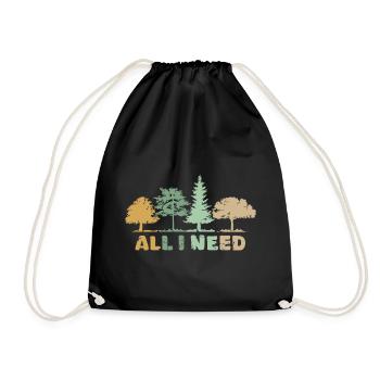 retro Wald Baum Symbol all i need Natur Outdoor - Turnbeutel - Schwarz - Vorne