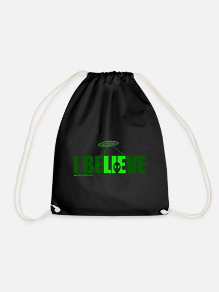 i believe - Drawstring Bag - black