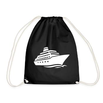 Minimalist Cruise Ship Silhouette Vacation - Drawstring Bag - black - Front