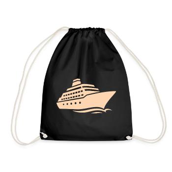 Minimalist Cruise Ship Silhouette Vacation - Drawstring Bag - black - Front