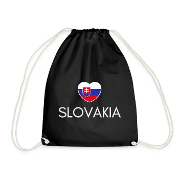 Heart with Slovakia flag, I love Slovakia - Drawstring Bag - black - Front