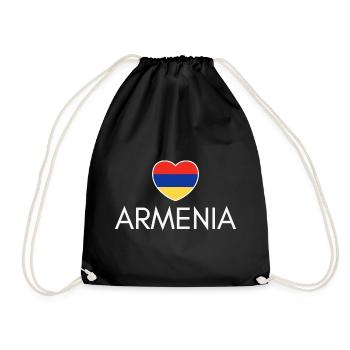 Heart with Armenian flag, Armenian pride - Drawstring Bag - black - Front
