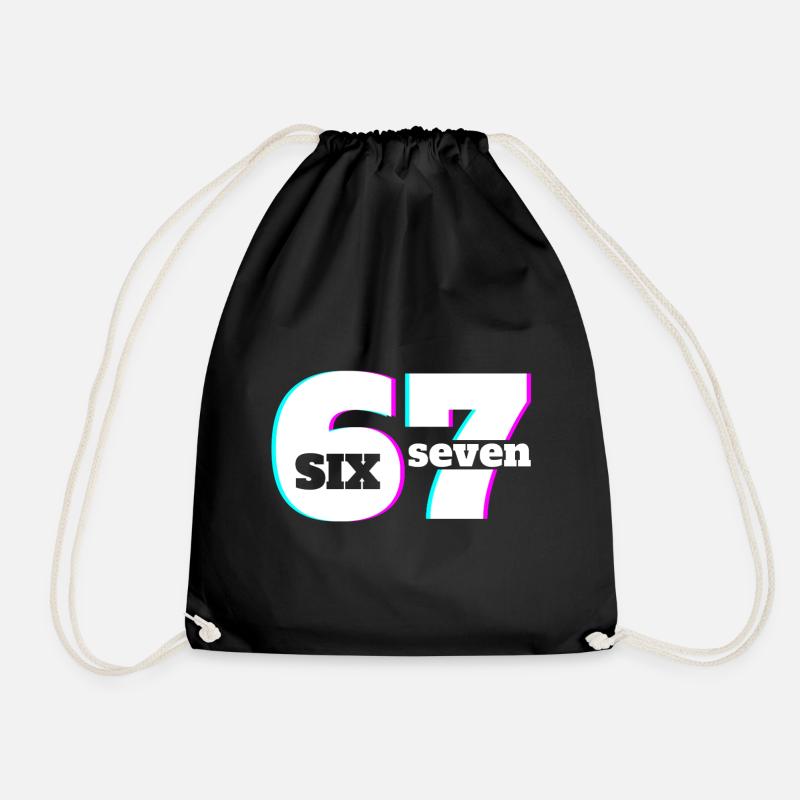 Six Seven 6 7 Meme Fun Design 67 - Turnbeutel - Schwarz