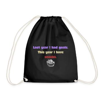Funny New Year's Saying - Snack - Drawstring Bag - black - Front