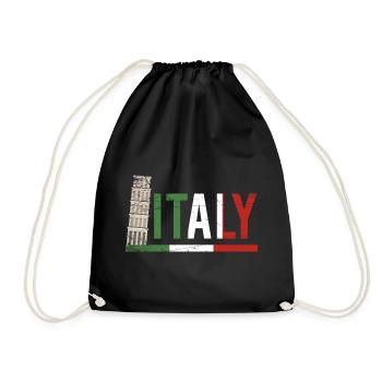 Italien Kolosseum Flagge Porträt - Turnbeutel - Schwarz - Vorne