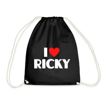 Ich liebe Ricky rotes Herz Retro Statement  - Turnbeutel - Schwarz - Vorne