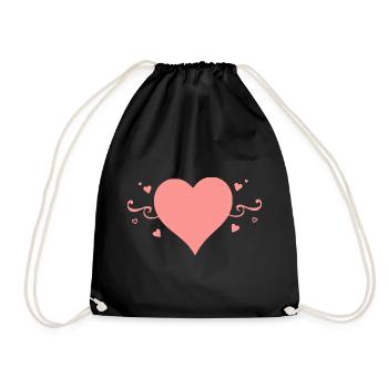Valentinstag Pink Heart, Valentinstag - Turnbeutel - Schwarz - Vorne
