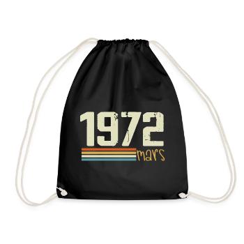 Vintage March 1972 - Drawstring Bag - black - Front