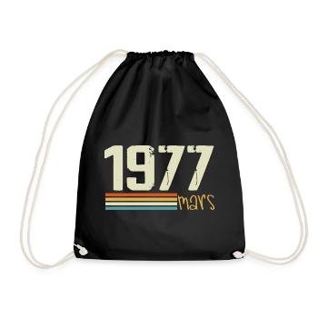 Vintage March 1977 - Drawstring Bag - black - Front