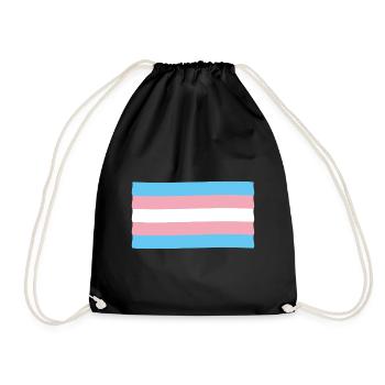Trans Transgender Pride Flagge - Turnbeutel - Schwarz - Vorne