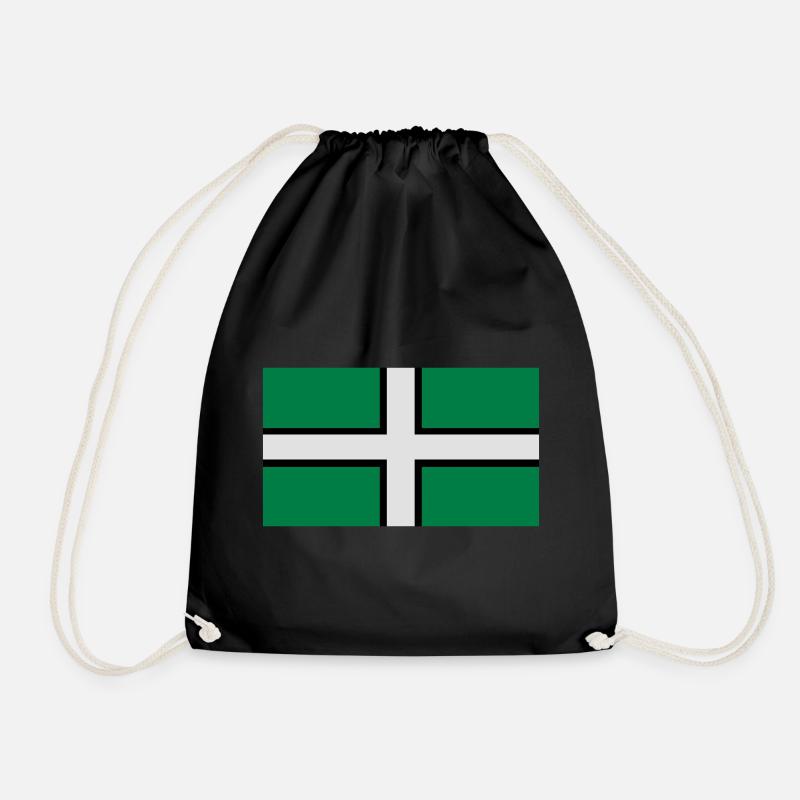 Saint Petroc's Flag - Flag of Devon - Drawstring Bag - black