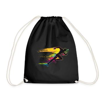 motif coloré d'un sprint de coureur - Sac de sport léger - noir - Devant