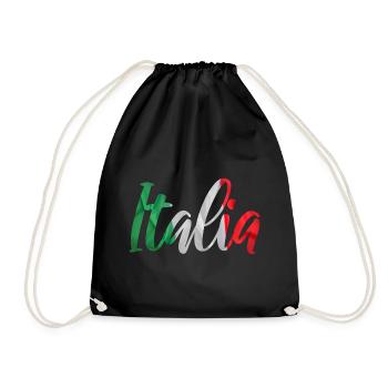 Italia Schriftband Flaggenfarben - Turnbeutel - Schwarz - Vorne