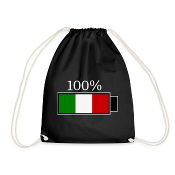 Italien italienische Fahne Flagge Geschenk - Turnbeutel - Schwarz - Vorne