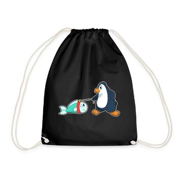 Pinguin Fisch - Turnbeutel - Schwarz - Vorne