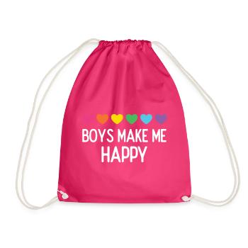 Mois de la fierté LGBTQ - Les garçons me rendent heureuse - Sac de sport léger - fuchsia - Devant