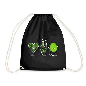 Love, Peace and Happiness - Turnbeutel - Schwarz - Vorne