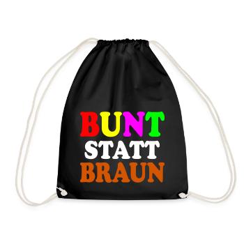 Bunt statt braun - Turnbeutel - Schwarz - Vorne