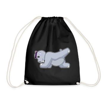 Hippopotamus Abdominal Training Bodybuilding - Drawstring Bag - black - Front